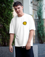 Unisex white authentic smile graphic printed oversized tshirt