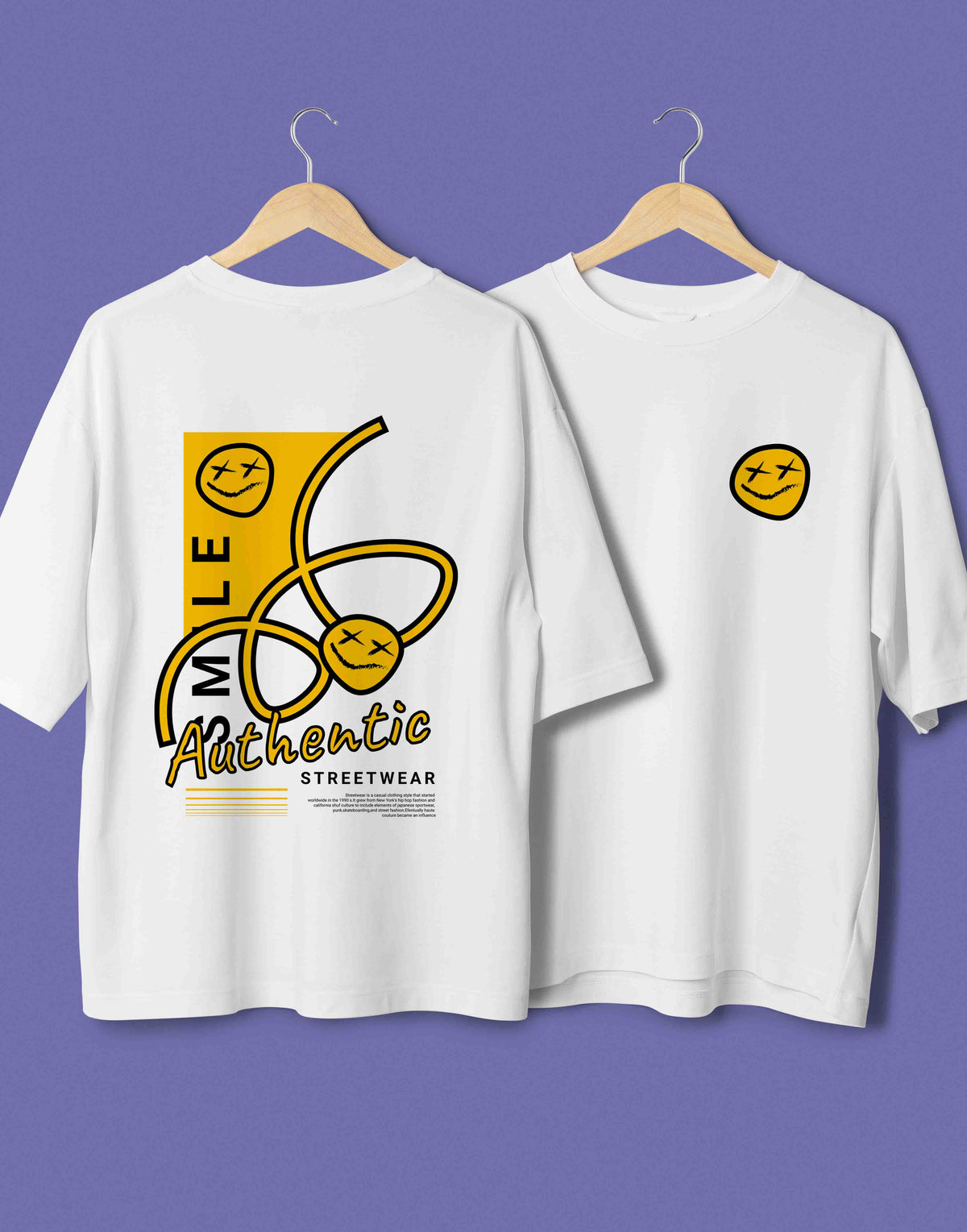 Unisex white authentic smile graphic printed oversized tshirt