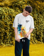 Unisex white music lover graphic printed oversized tshirt
