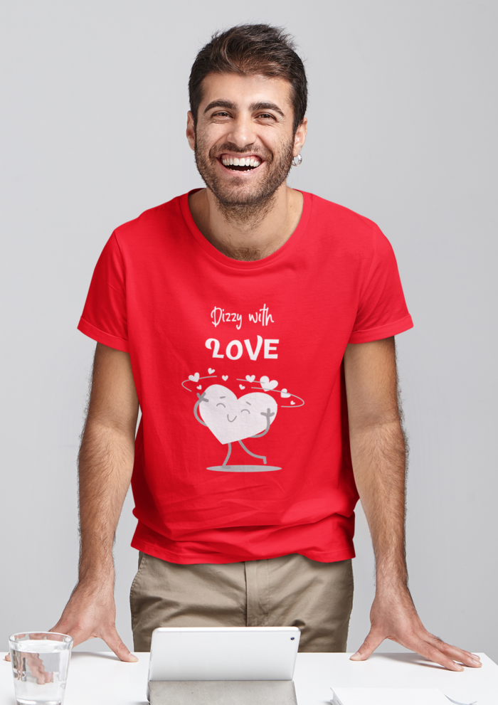 Valentine's day Dizzy with love graphic printed Round neck tshirt