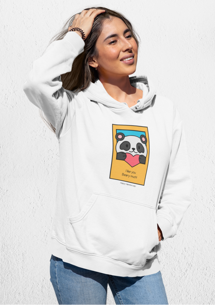 Valentines day I like you beary much graphic printed Hoodie