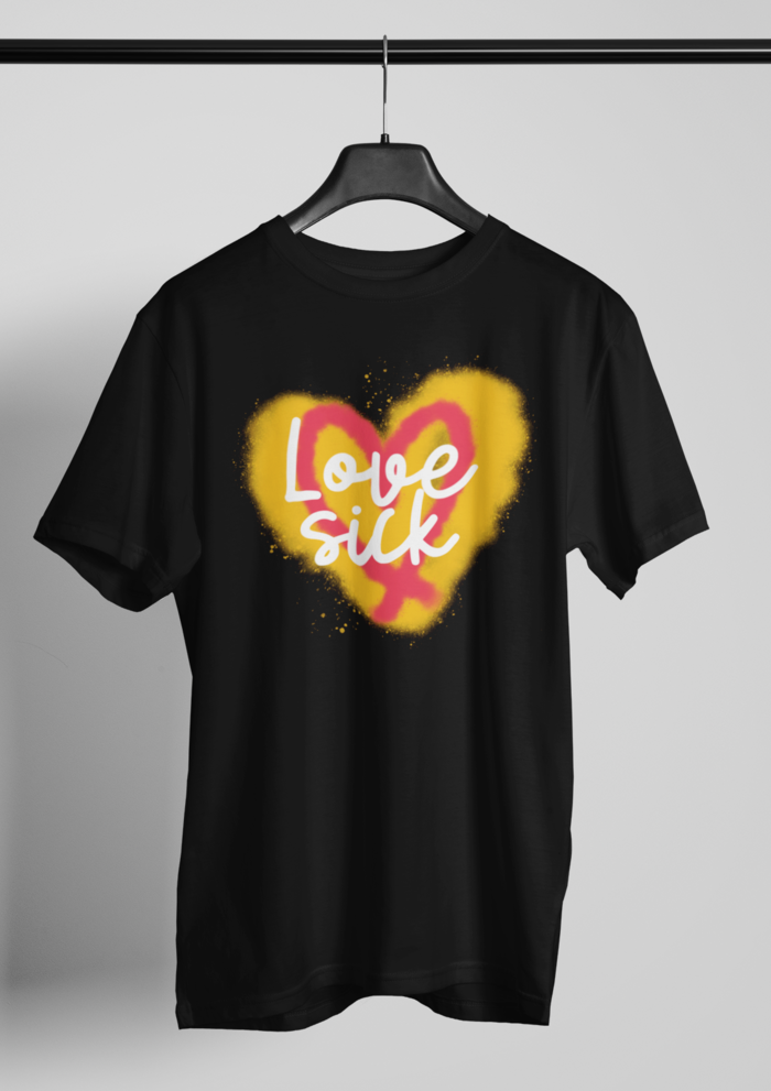 Valentines day Love sick graphic printed Round Neck tshirt