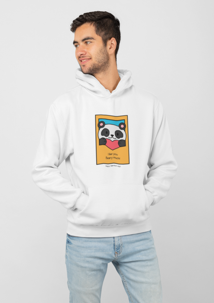 Valentines day I like you beary much graphic printed Hoodie