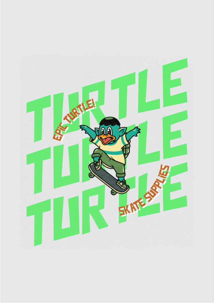White Epic Turtle graphic printed Oversized tshirt