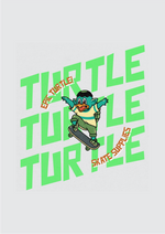 White Epic Turtle graphic printed Oversized tshirt