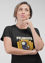 Black Felinoite graphic printed round neck tshirt
