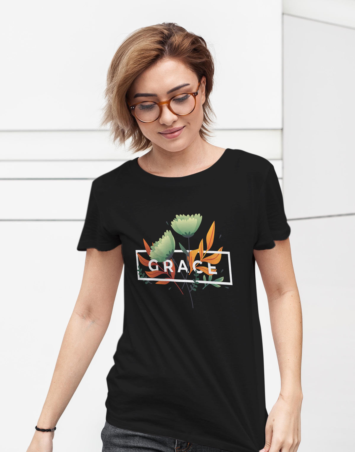 Women's black grace graphic printed tshirt