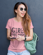 Women's pink girls are made of magic graphic printed tshirt
