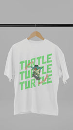 White Epic Turtle graphic printed Oversized tshirt