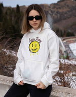 Unisex white enjoy today graphic printed hoodie