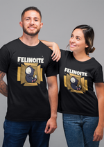 Black Felinoite graphic printed round neck tshirt