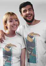 The tropical bird graphic printed round neck tshirt