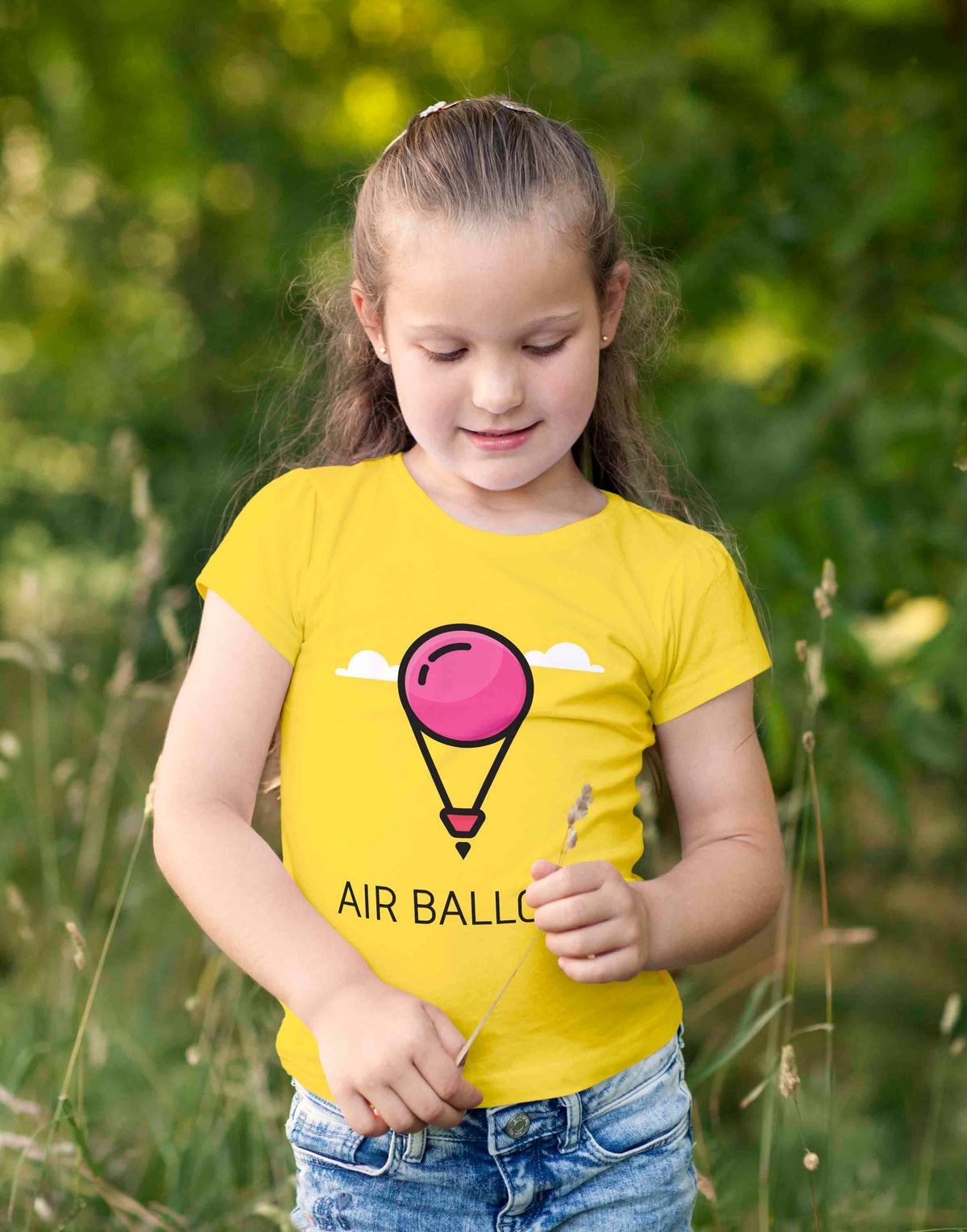 Kids's yellow air baloon graphic printed t shirt