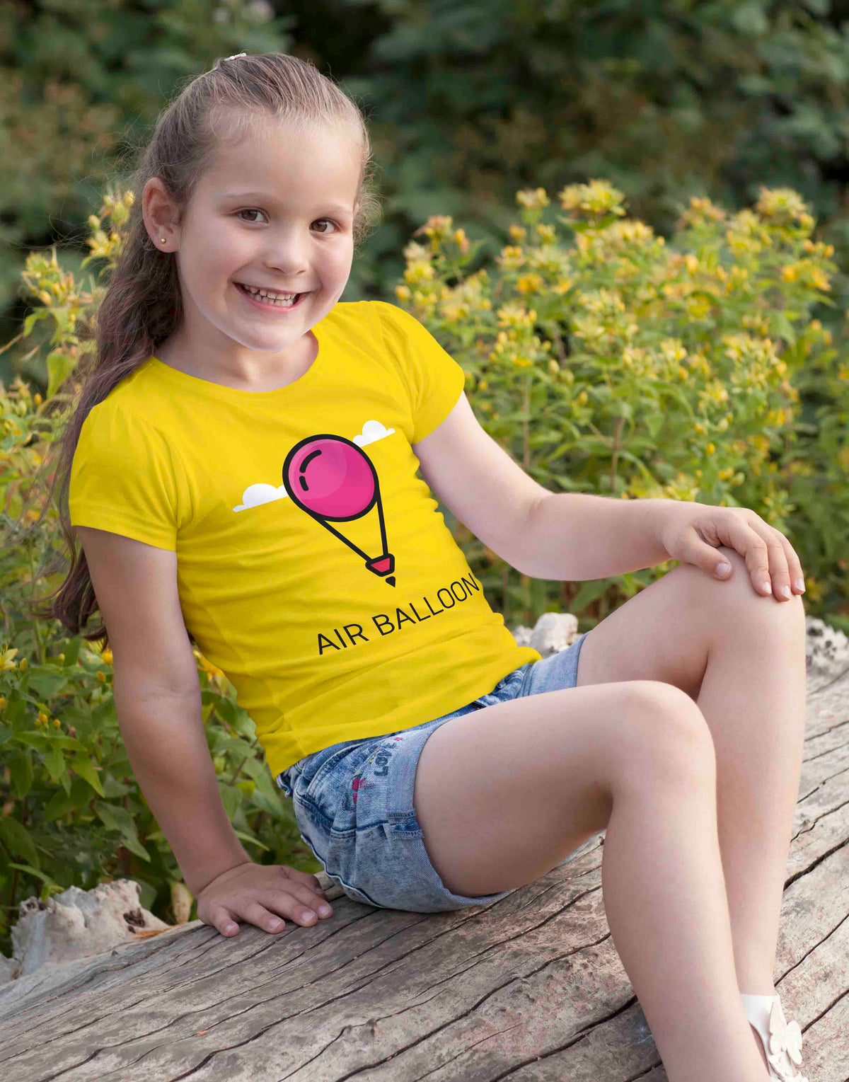Kids's yellow air baloon graphic printed t shirt