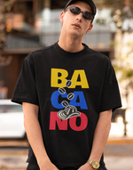 Unisex Black Bacano graphic printed Oversized tshirt