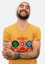 Heroes unite graphic printed round neck tshirt