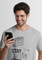 Stay classy stay awesome graphic printed round neck tshirt