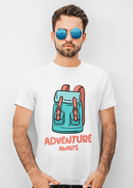 Adventure awaits graphic printed round neck tshirt