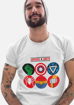 Heroes unite graphic printed round neck tshirt