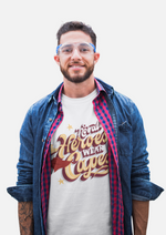 Not all heroes wear caoes graphic printed round neck tshirt