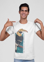 The tropical bird graphic printed round neck tshirt