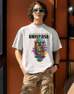 UnisexBeige friends from anohter universe graphic printed Oversized tshirt