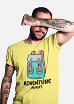 Adventure awaits graphic printed round neck tshirt