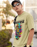 UnisexBeige friends from anohter universe graphic printed Oversized tshirt