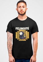 Black Felinoite graphic printed round neck tshirt