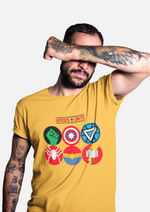 Heroes unite graphic printed round neck tshirt