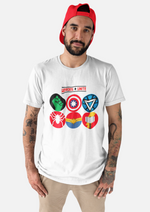 Heroes unite graphic printed round neck tshirt