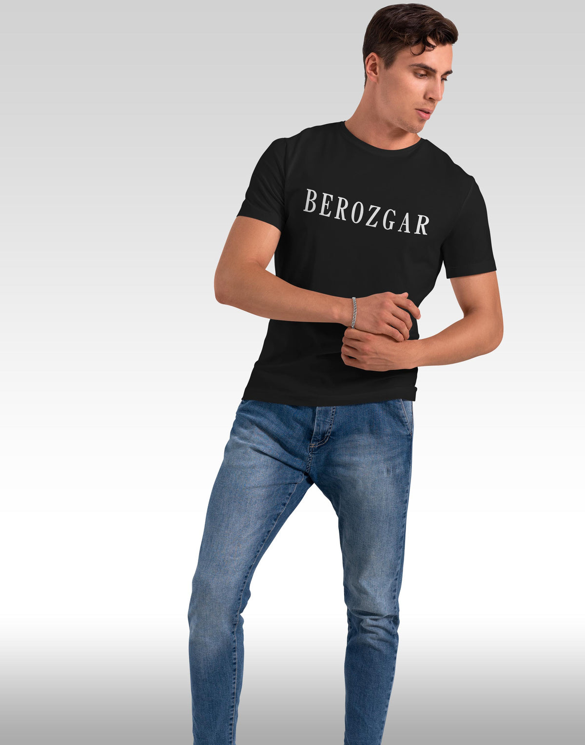 Men's black berozgar graphic printed tshirt