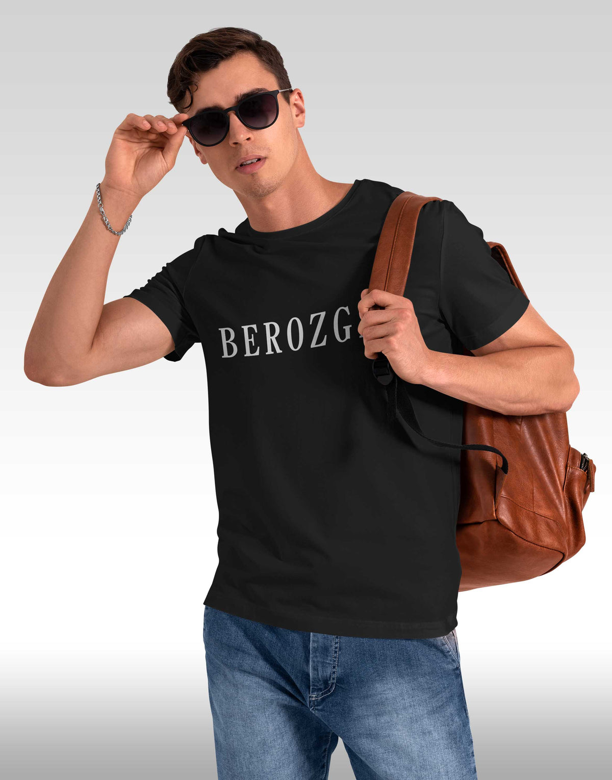 Men's black berozgar graphic printed tshirt