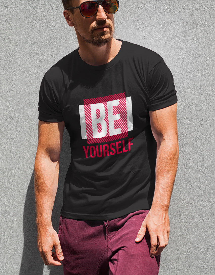 Men's black be yourself graphic printed tshirt