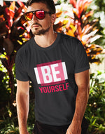 Men's black be yourself graphic printed tshirt