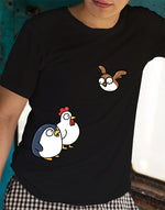 Men's black confused birds graphic printed tshirt