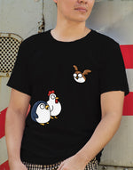 Men's black confused birds graphic printed tshirt