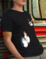 Men's black confused birds graphic printed tshirt