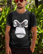 Men's black gorilla face graphic printed tshirt