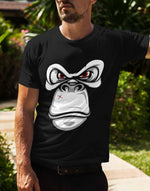 Men's black gorilla face graphic printed tshirt