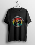 Men's black keep working out graphic printed tshirt