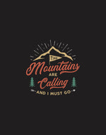 Men's black mountains are calling graphic printed tshirt