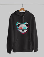 Men's black panda cartoon graphic printed hoodie