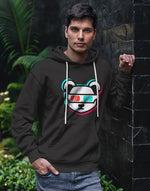 Men's black panda cartoon graphic printed hoodie
