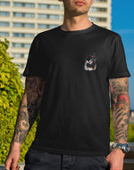 Men's black panda mafia graphic printed tshirt