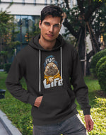 Men's black pug life graphic printed hoodie
