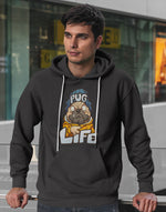 Men's black pug life graphic printed hoodie