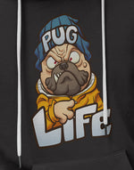Men's black pug life graphic printed hoodie