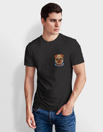 Men's black pug with bow tie graphic printed tshirt