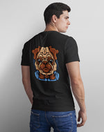 Men's black pug with bow tie graphic printed tshirt